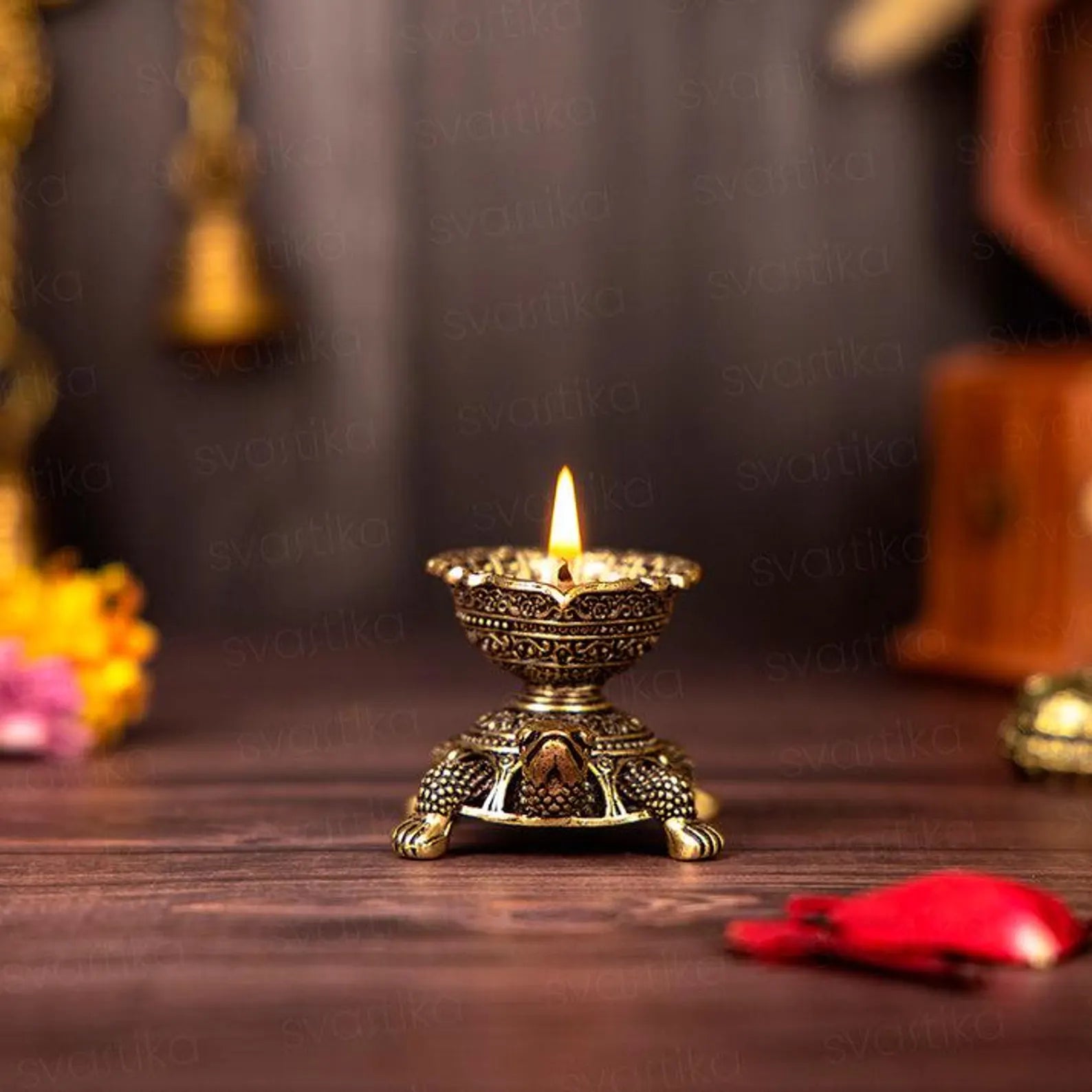 Brass Tortoise Diya: Vastu Home Decor, Spiritual Blessing (1.5 Inch)