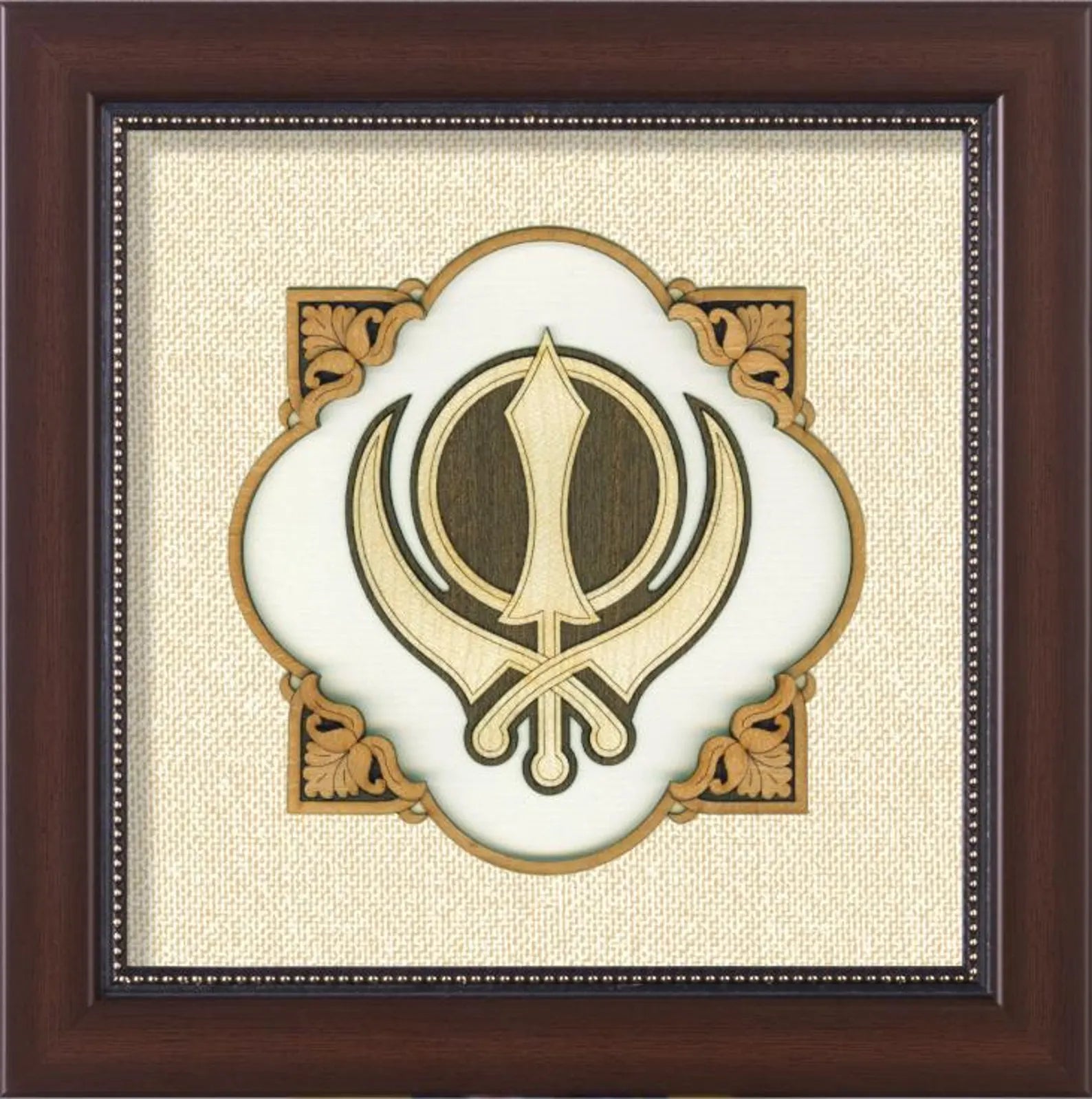 Sikh Symbol (Khanda) Wooden Art Frame – 8 x 8 Inches