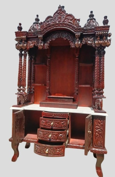 Handmade Teakwood Mandir: Customizable, Handcarved Home Temple