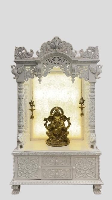Home temple white glossy Handmade Customizable Home Wooden Temple solid teakwood hand carved unique Large Wooden Mandir All Handcrafted