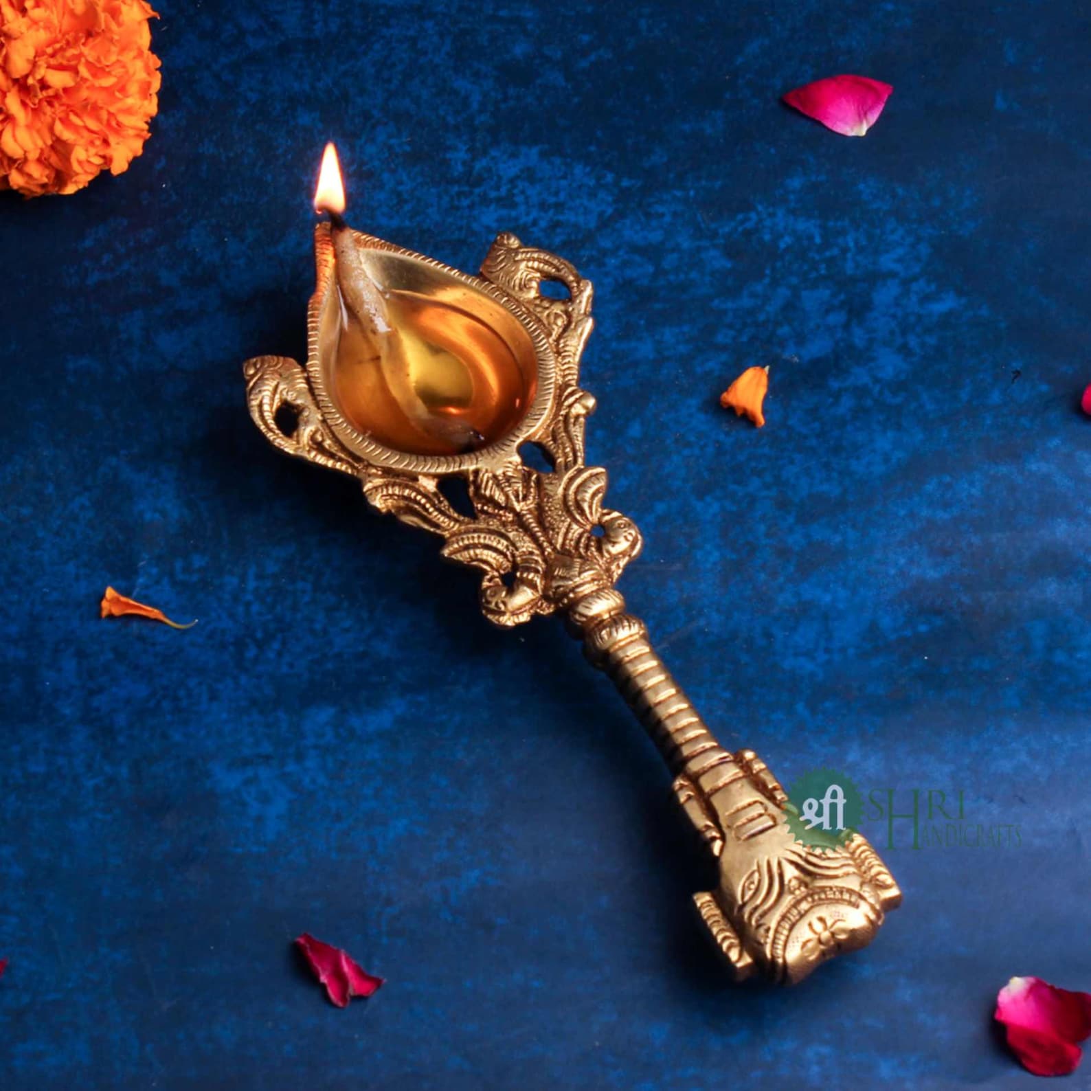 Brass Spoon Oil Lamp: Unique Deepak for Puja & Home Decor