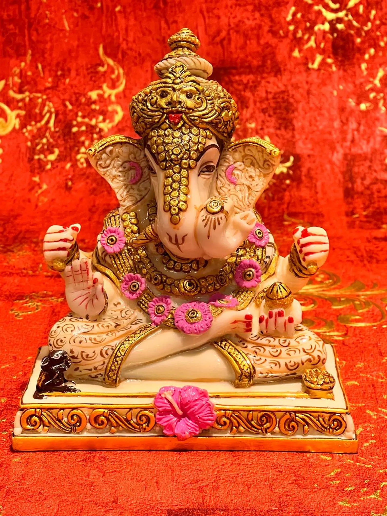 6 Inch Ganesh Four-Hand Chokor Pawati Painting
