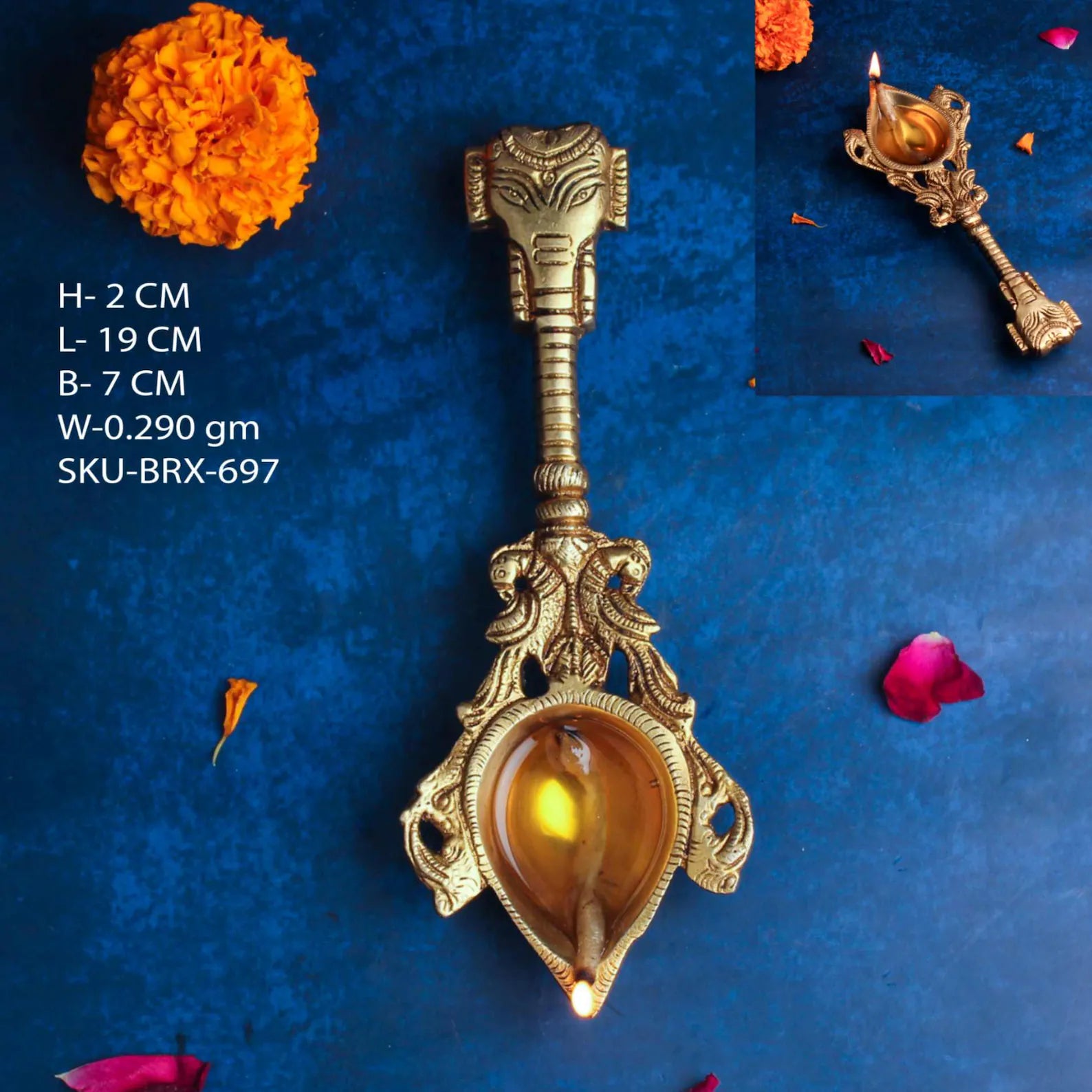 Brass Spoon Oil Lamp: Unique Deepak for Puja & Home Decor