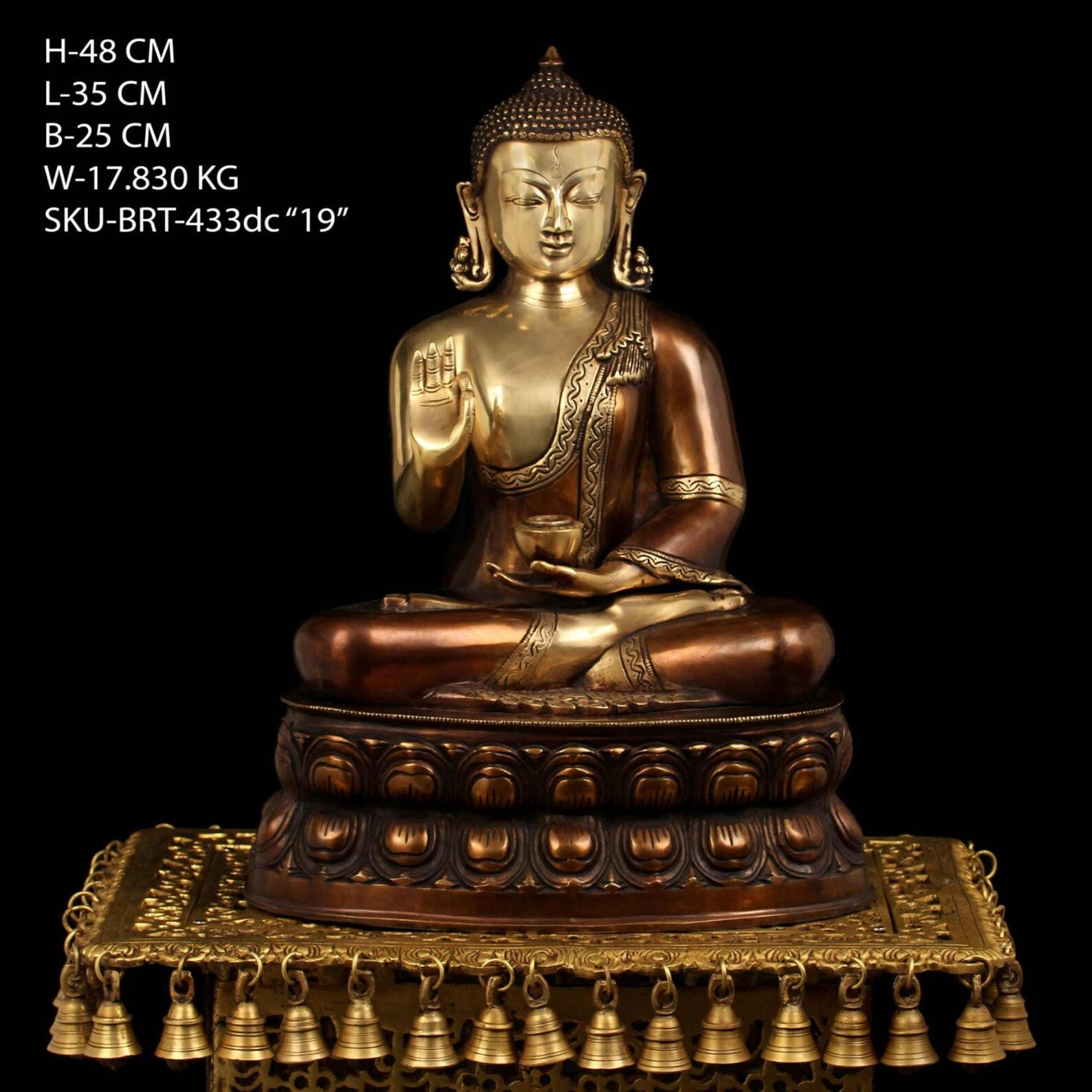 Meditation Buddha - 19 Inch Brass Sculpture, 17.83 kg