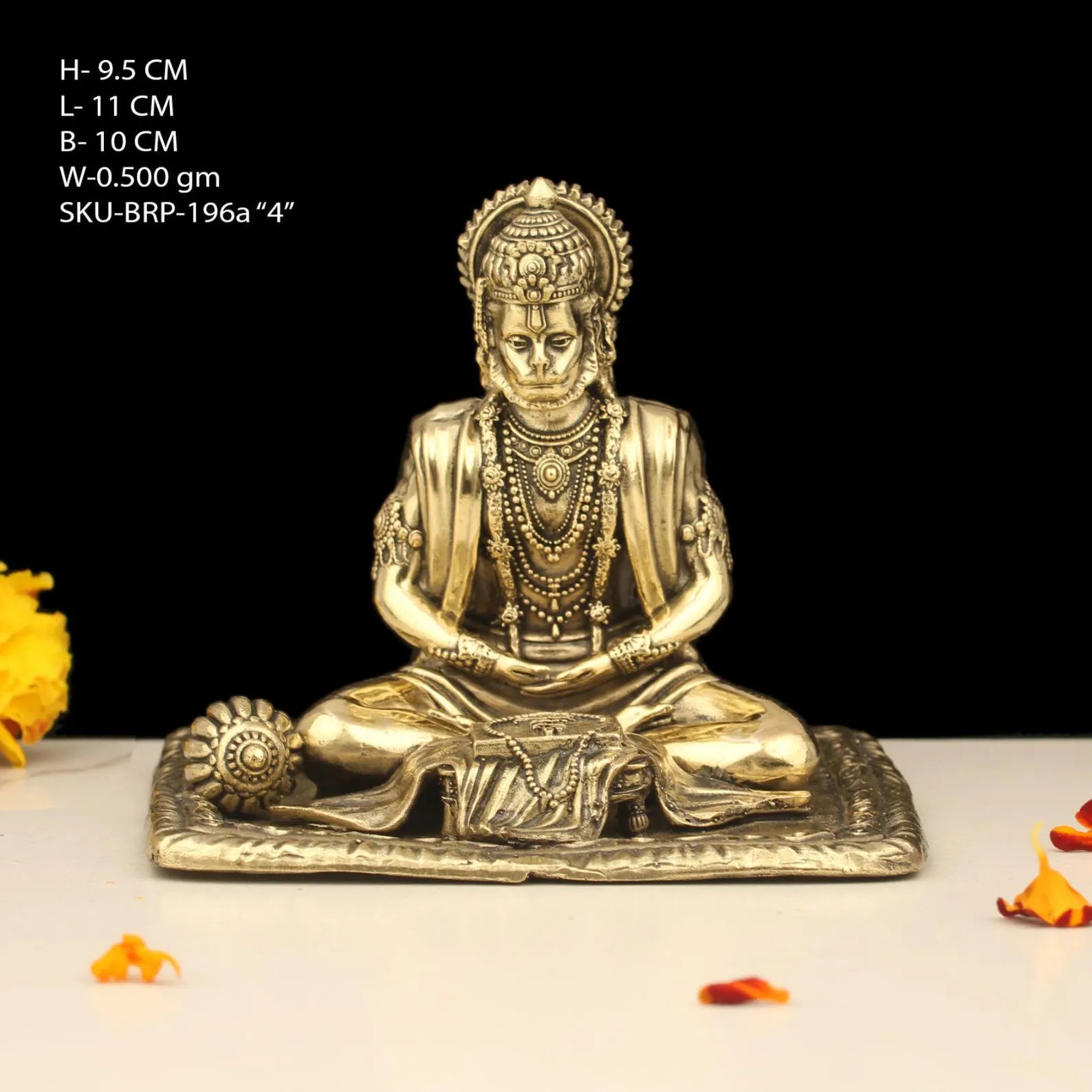 4 Inch Brass Book Hanuman Idol