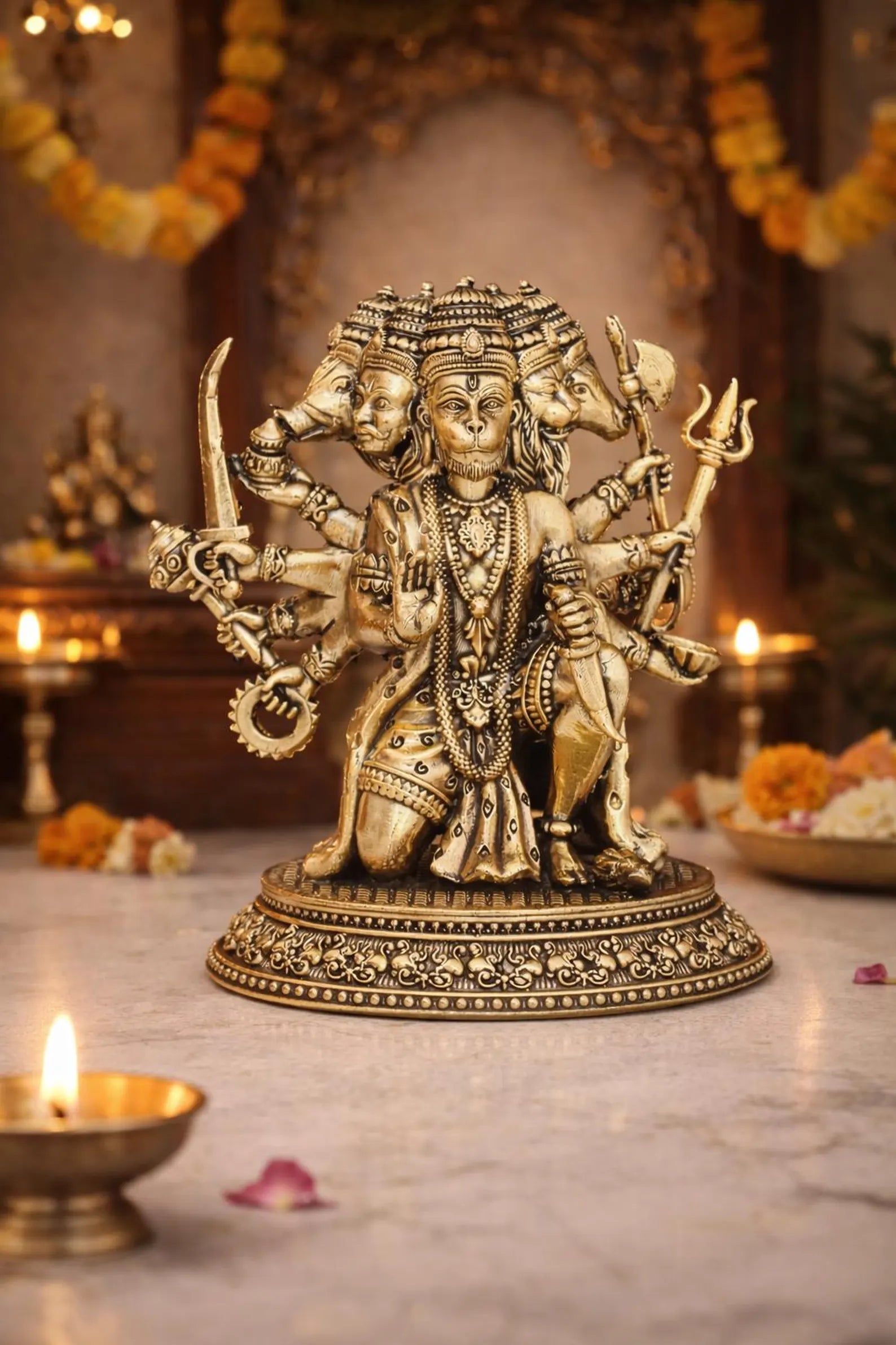 5 Inch Brass Panchmukhi Hanuman