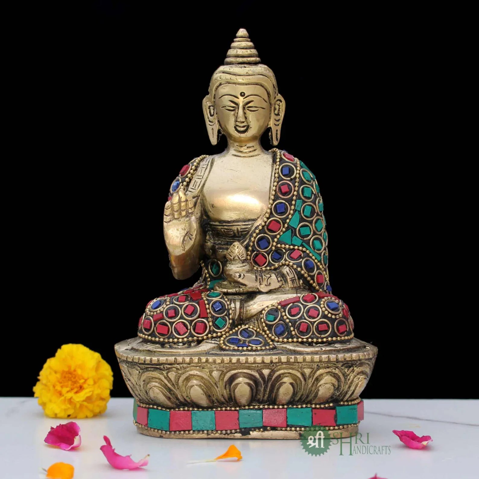 Brass Buddha Stone Work Idol