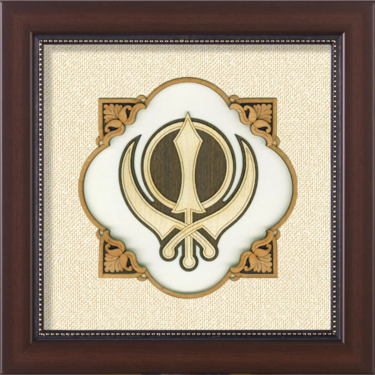 Sikh Symbol (Khanda) Wooden Art Frame – 8 x 8 Inches