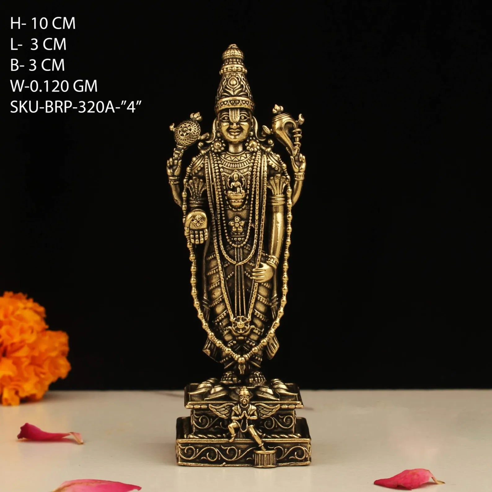 4 Inch Brass Tirupati Standing Idol (120 g)
