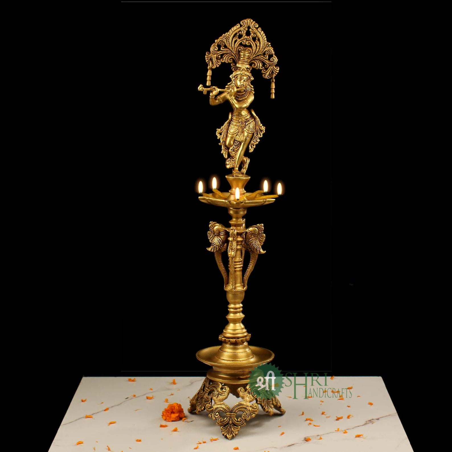 27 Inch Brass Krishna Lamp