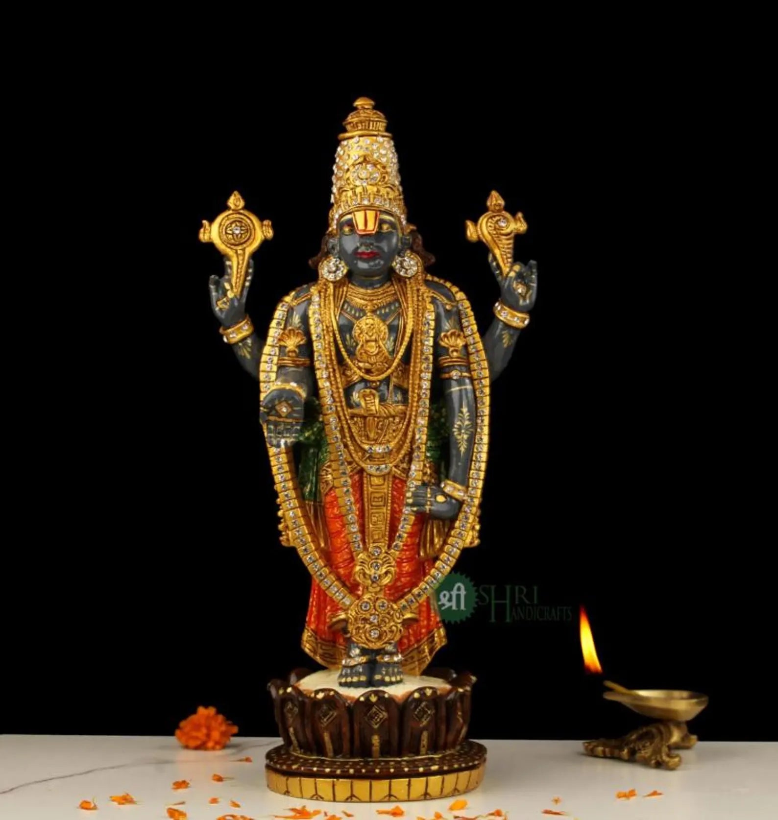 15 Inch Tirupati Standing Hand-Painted Resin Idol